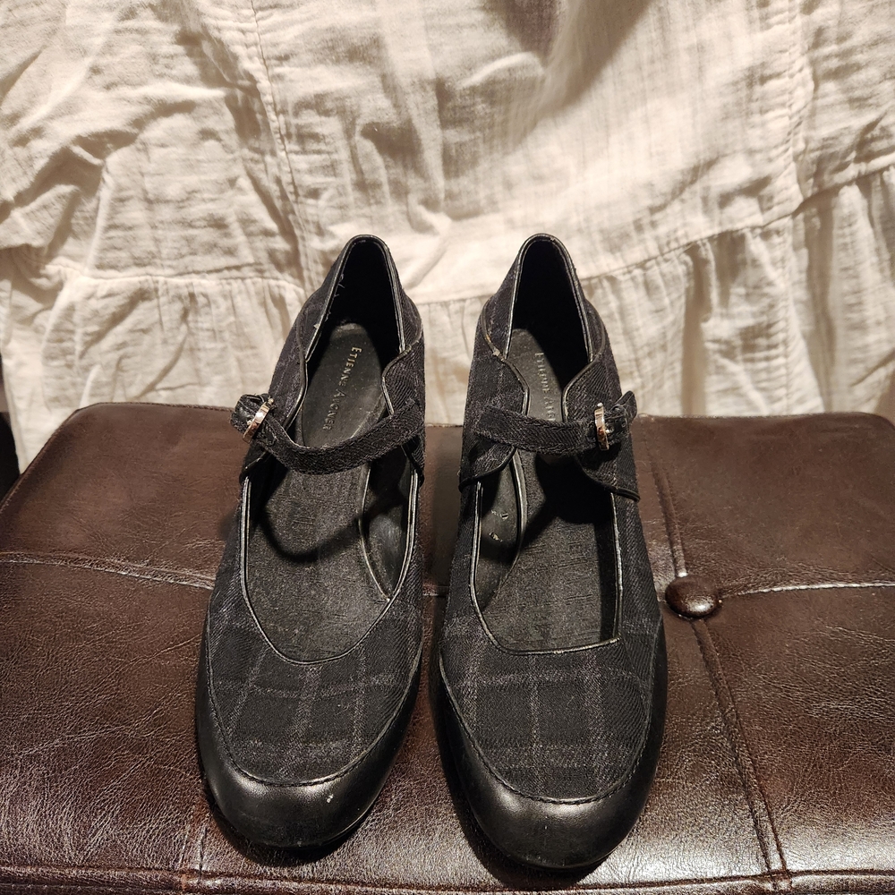 Etienne Aigner Elegant Black Checkered Heels